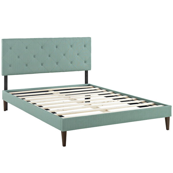 Terisa Queen Fabric Platform Bed with Squared Tapered Legs - Laguna